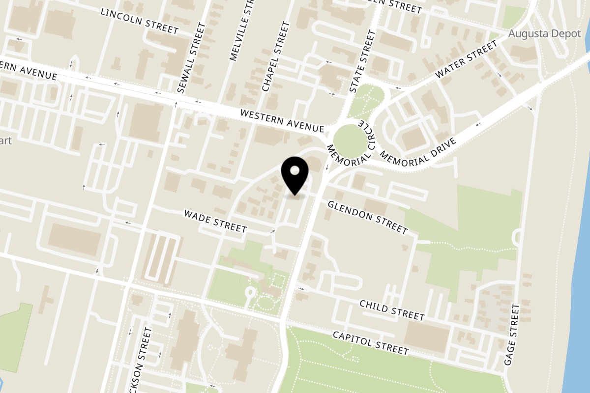 Map showing the location of Bao & Beyond Restaurant on 1 Hichborn St in Augusta